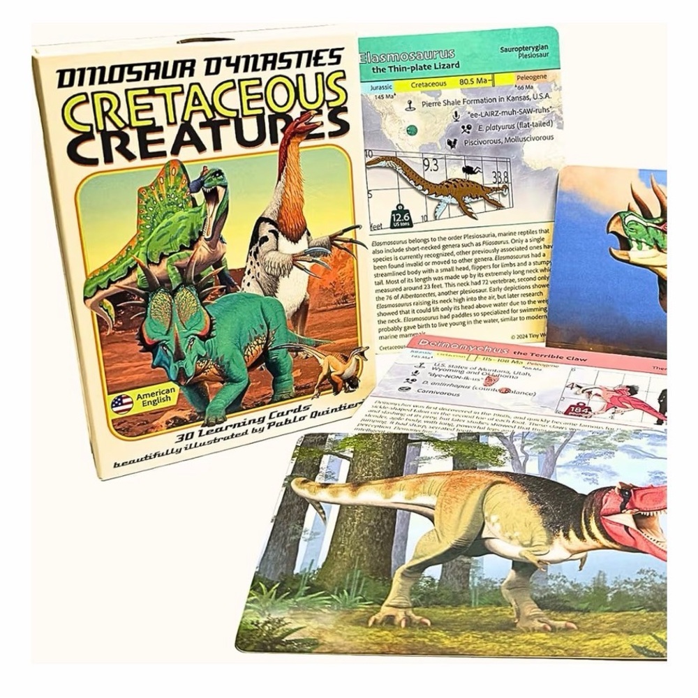 Dinosaur Dynasties: Cretaceous Creatures Learning Cards - Set of 30 - Picture 2 of 7